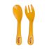 [I-BYEOL Friends]  Baby Self Spoon and Fork Yellow _ Toddler and Kids, Toddler Utensils, Microwave Dishwasher Safe, BPA Free, Made in Korea